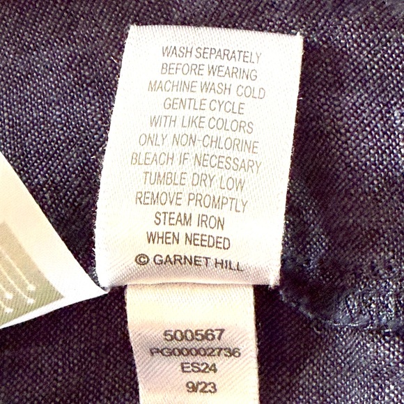 Women's Dark Blue Linen Button-Up Top from Garnet Hill. Size XL. - Picture 8 of 8